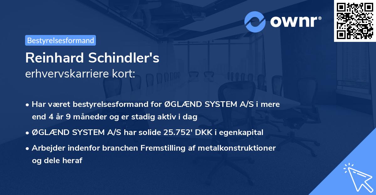 Reinhard Schindler's erhvervskarriere kort