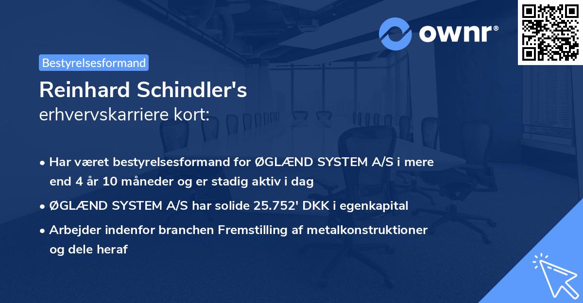 Reinhard Schindler's erhvervskarriere kort