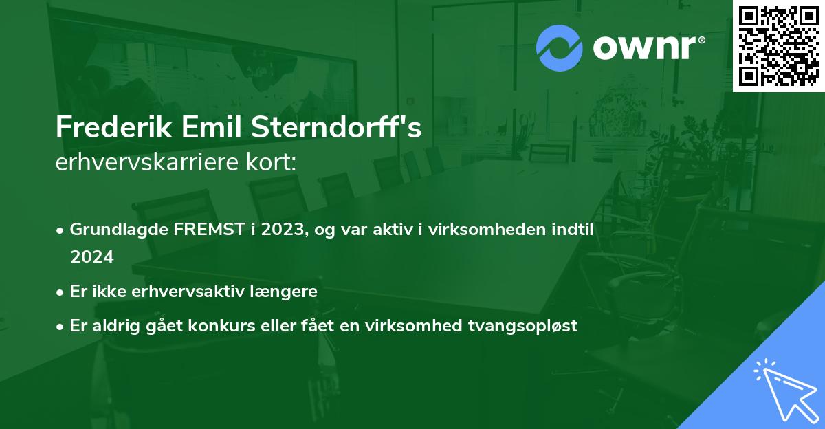 Frederik Emil Sterndorff's erhvervskarriere kort