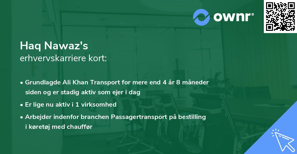 Haq Nawaz's erhvervskarriere kort