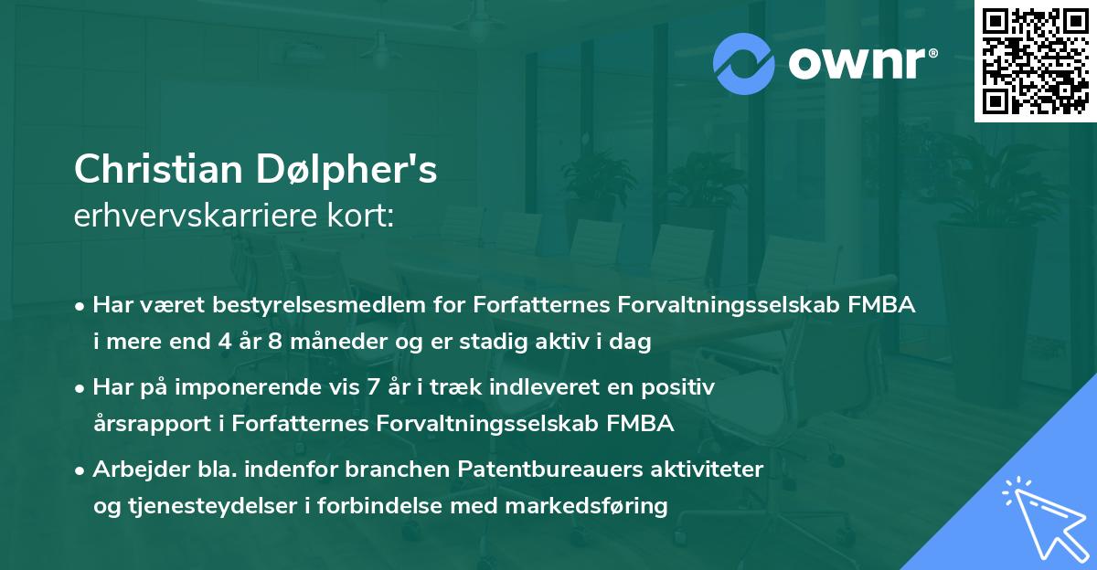Christian Dølpher's erhvervskarriere kort