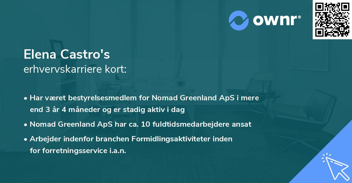 Elena Castro's erhvervskarriere kort