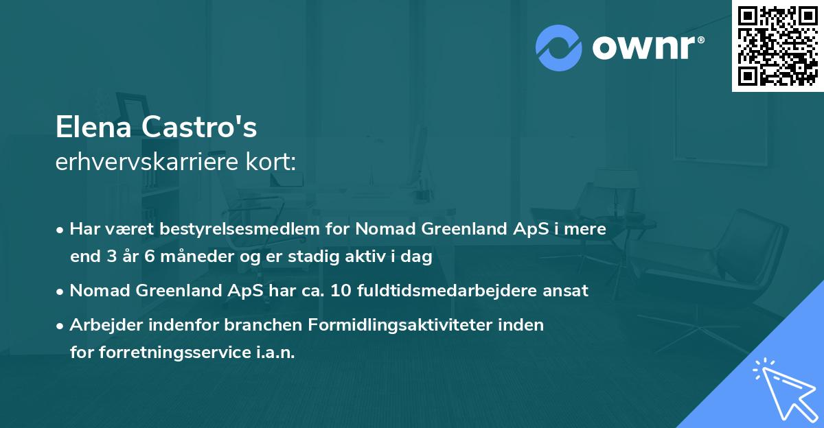 Elena Castro's erhvervskarriere kort