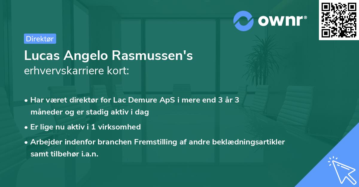 Lucas Angelo Rasmussen's erhvervskarriere kort