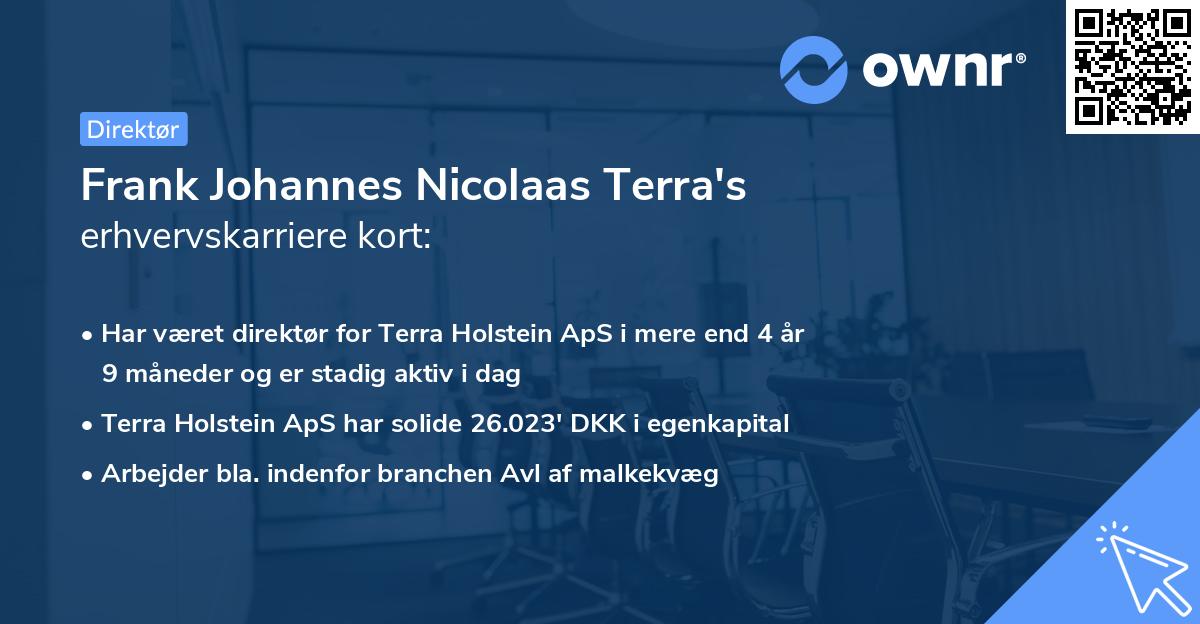 Frank Johannes Nicolaas Terra's erhvervskarriere kort