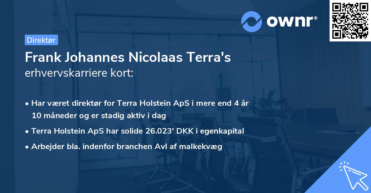 Frank Johannes Nicolaas Terra's erhvervskarriere kort
