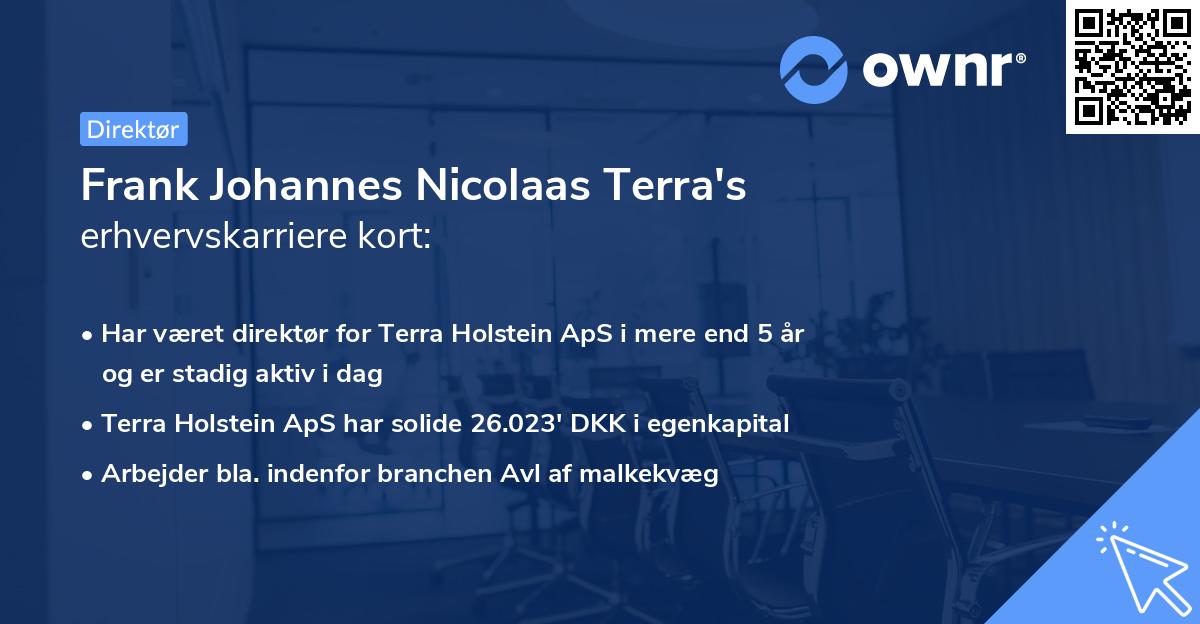 Frank Johannes Nicolaas Terra's erhvervskarriere kort