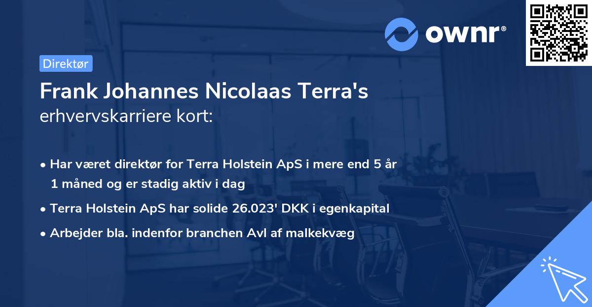 Frank Johannes Nicolaas Terra's erhvervskarriere kort