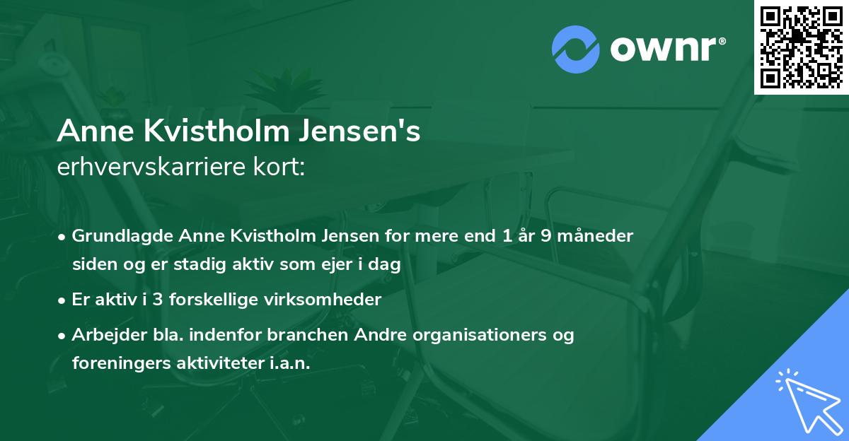 Anne Kvistholm Jensen's erhvervskarriere kort