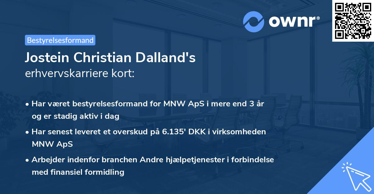 Jostein Christian Dalland's erhvervskarriere kort