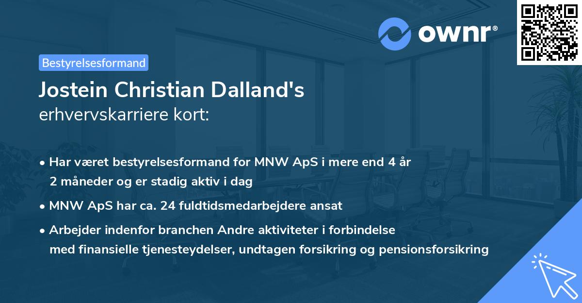 Jostein Christian Dalland's erhvervskarriere kort