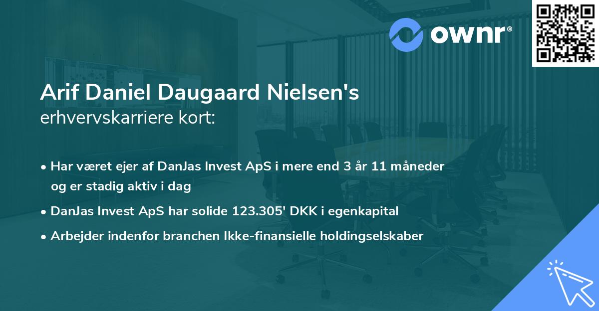 Arif Daniel Daugaard Nielsen's erhvervskarriere kort