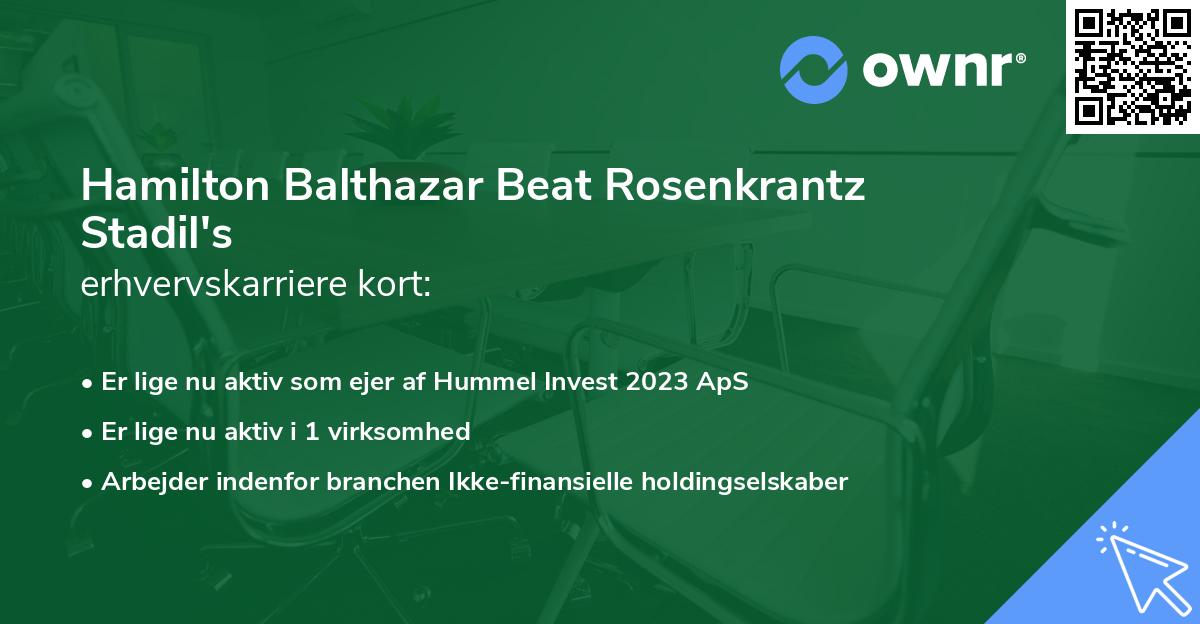 Hamilton Balthazar Beat Rosenkrantz Stadil's erhvervskarriere kort