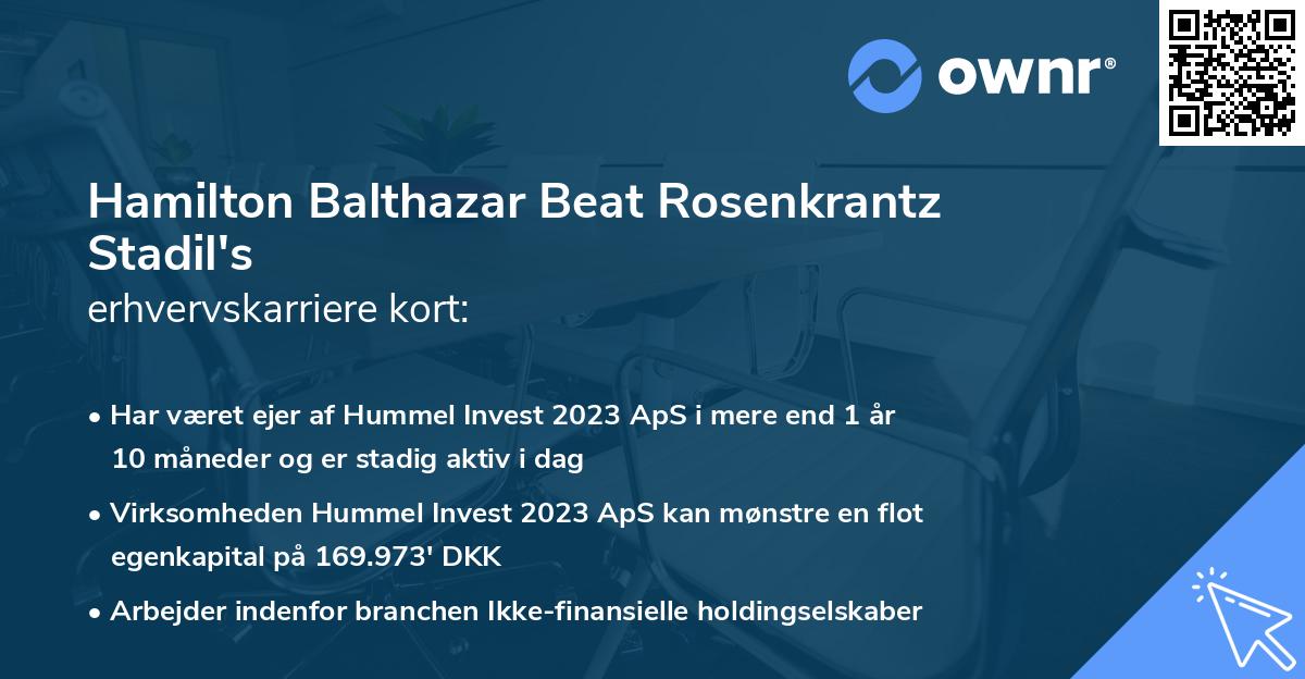 Hamilton Balthazar Beat Rosenkrantz Stadil's erhvervskarriere kort