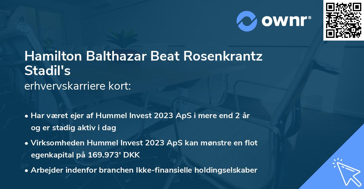 Hamilton Balthazar Beat Rosenkrantz Stadil's erhvervskarriere kort