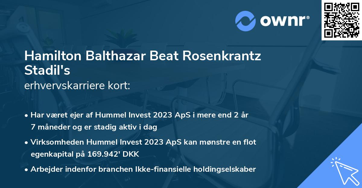 Hamilton Balthazar Beat Rosenkrantz Stadil's erhvervskarriere kort