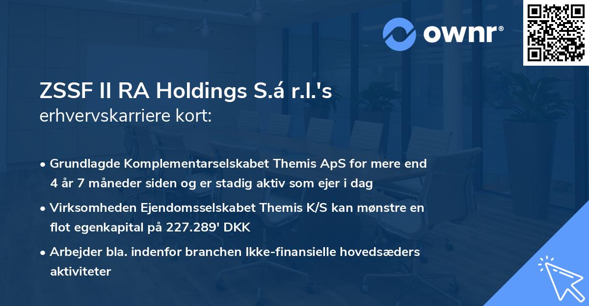 ZSSF II RA Holdings S.á r.l.'s erhvervskarriere kort