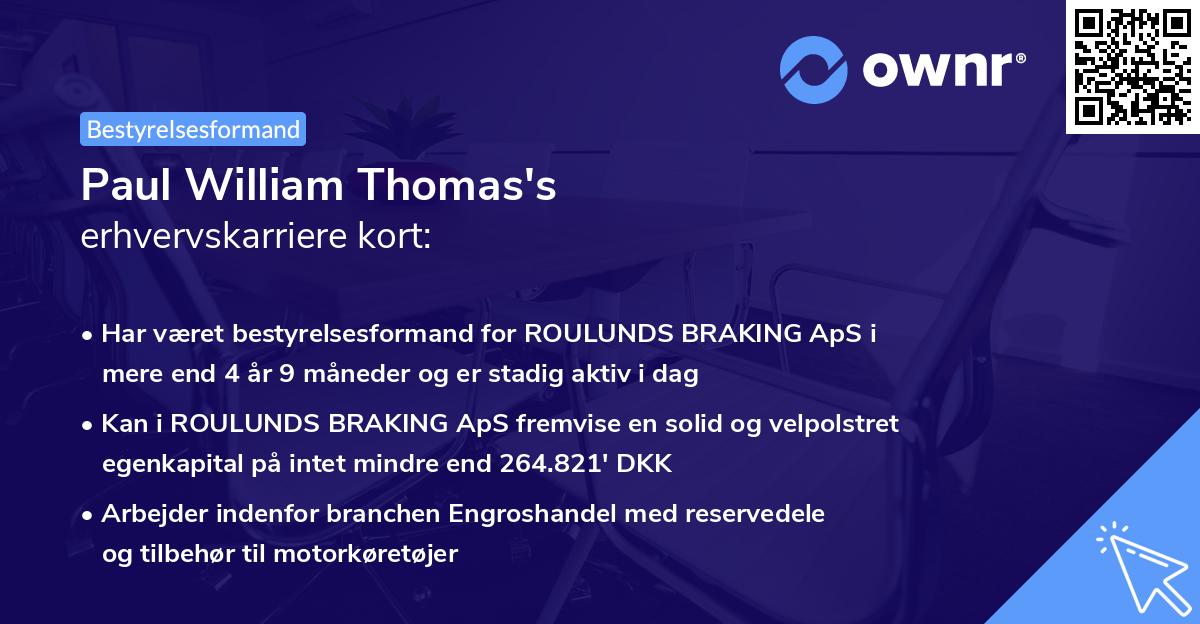 Paul William Thomas's erhvervskarriere kort