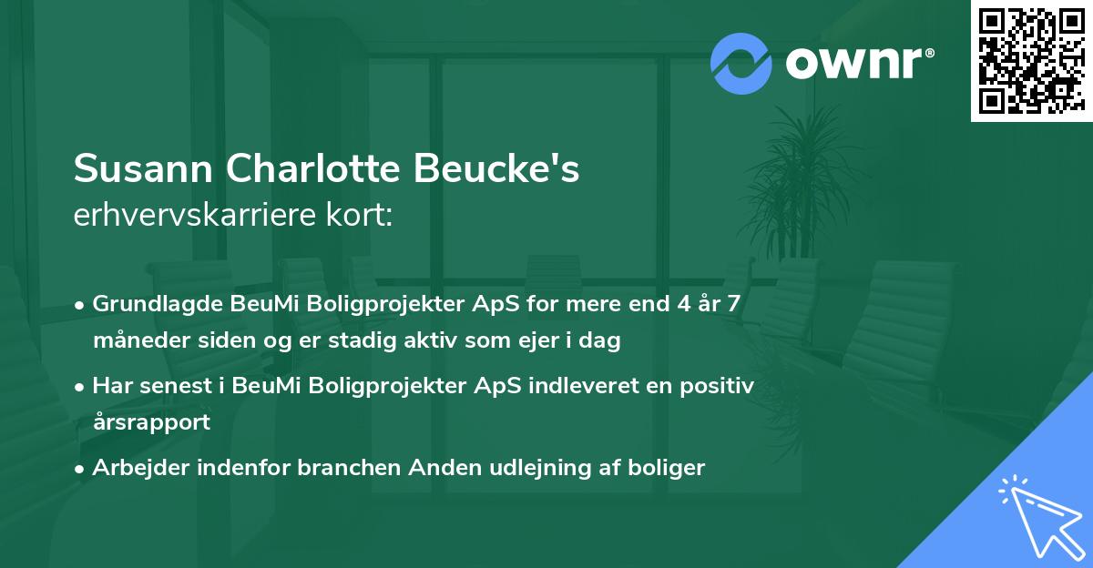 Susann Charlotte Beucke's erhvervskarriere kort