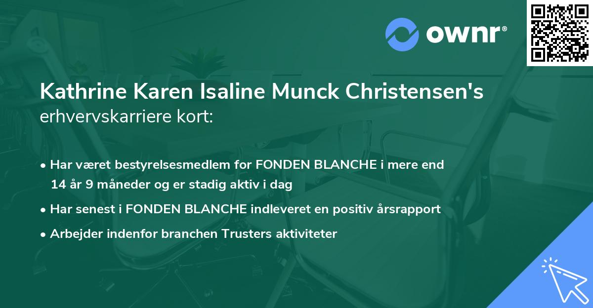 Kathrine Karen Isaline Munck Christensen's erhvervskarriere kort