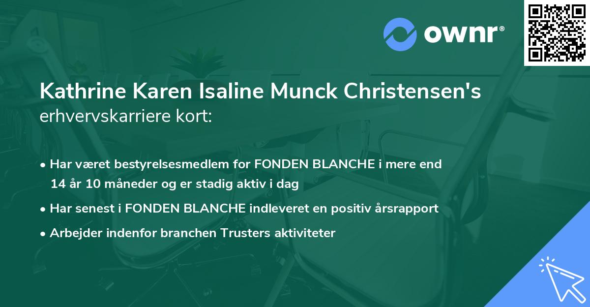 Kathrine Karen Isaline Munck Christensen's erhvervskarriere kort