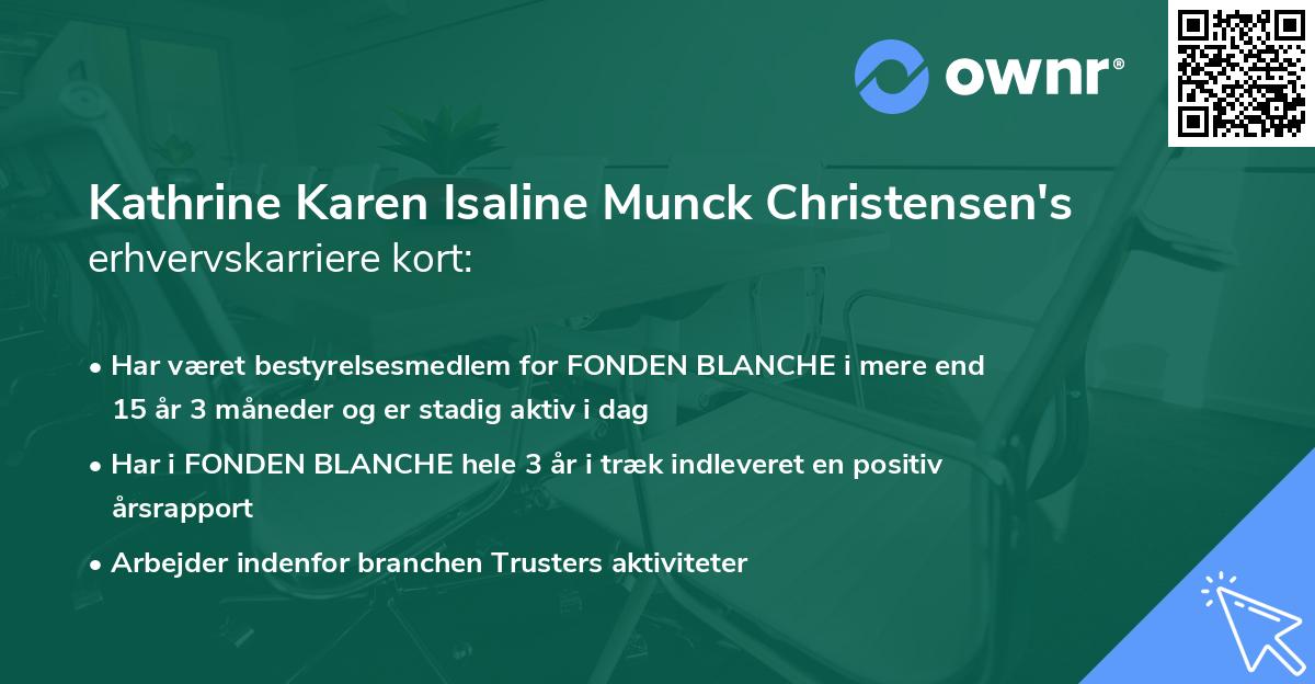 Kathrine Karen Isaline Munck Christensen's erhvervskarriere kort