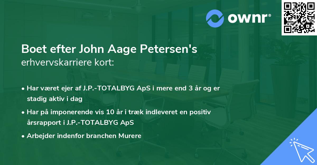 Boet efter John Aage Petersen's erhvervskarriere kort