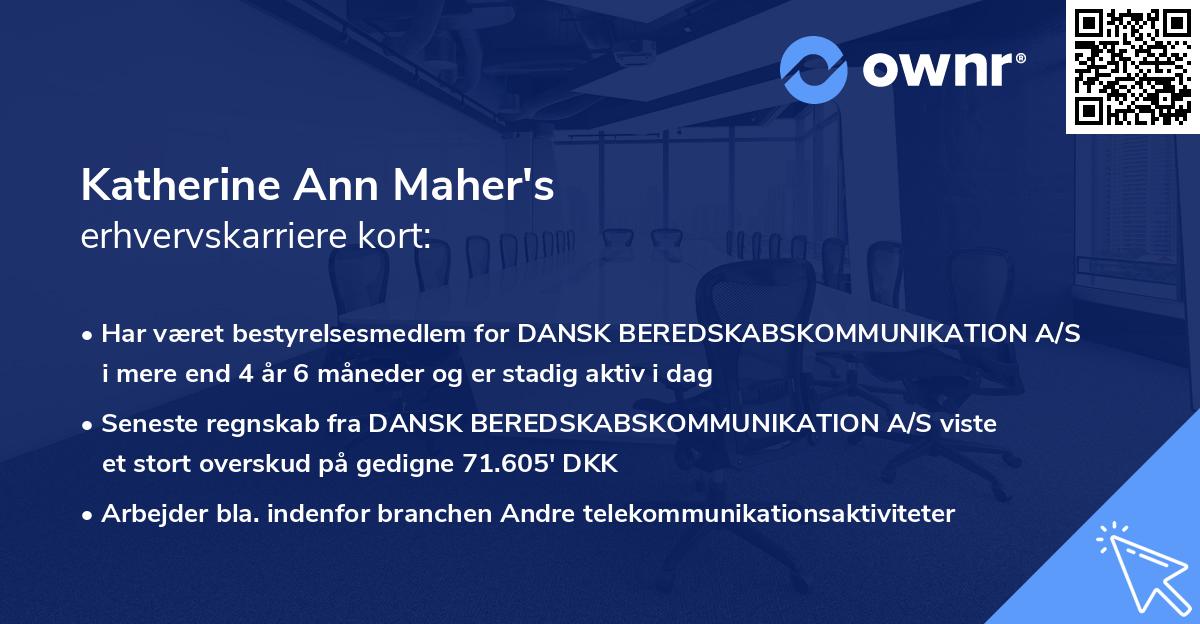 Katherine Ann Maher's erhvervskarriere kort