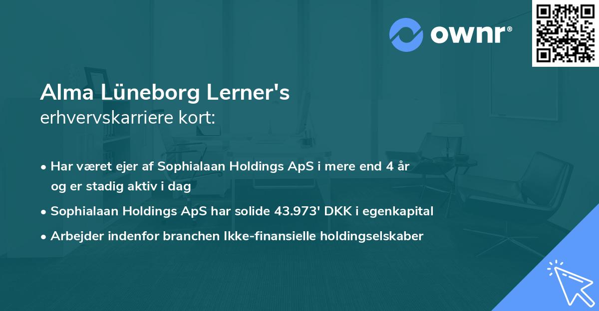 Alma Lüneborg Lerner's erhvervskarriere kort