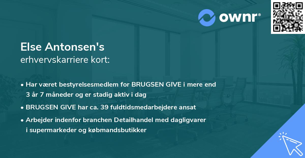 Else Antonsen's erhvervskarriere kort