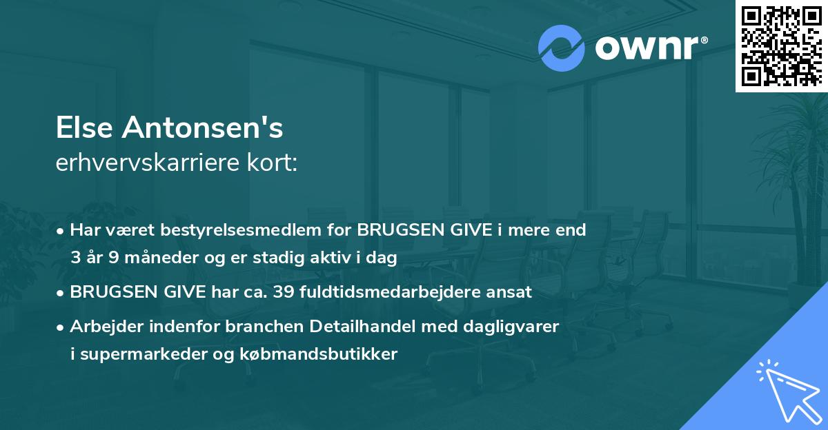 Else Antonsen's erhvervskarriere kort