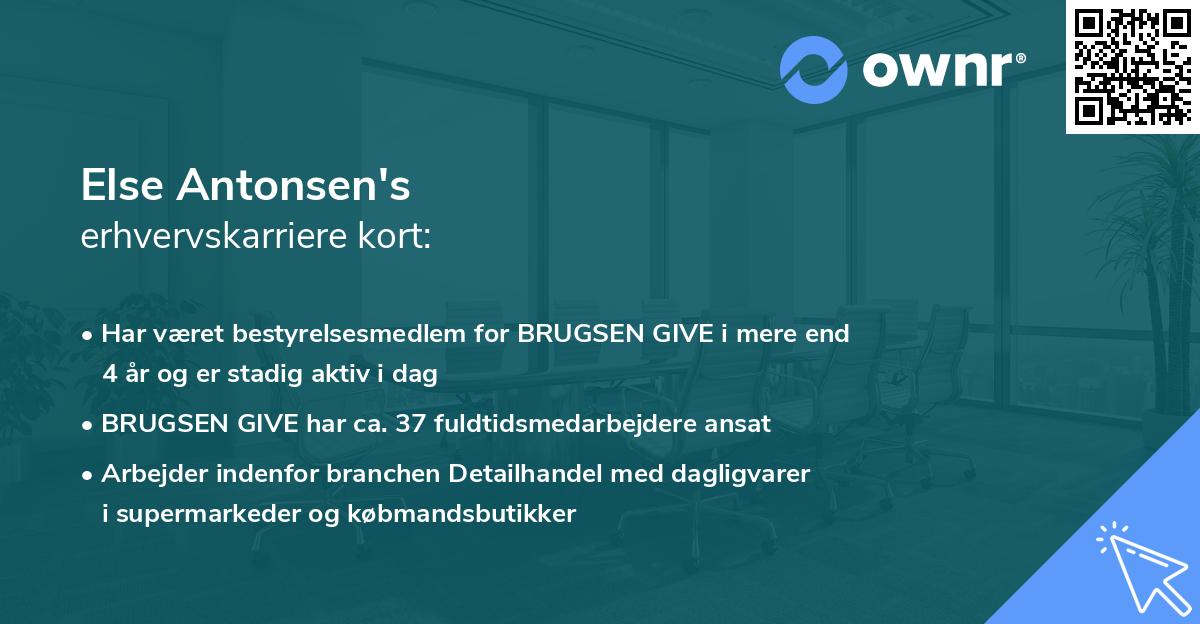 Else Antonsen's erhvervskarriere kort
