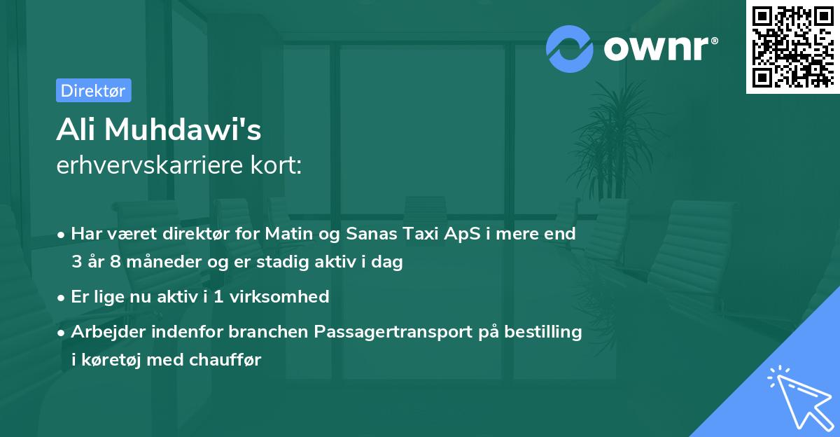 Ali Muhdawi's erhvervskarriere kort