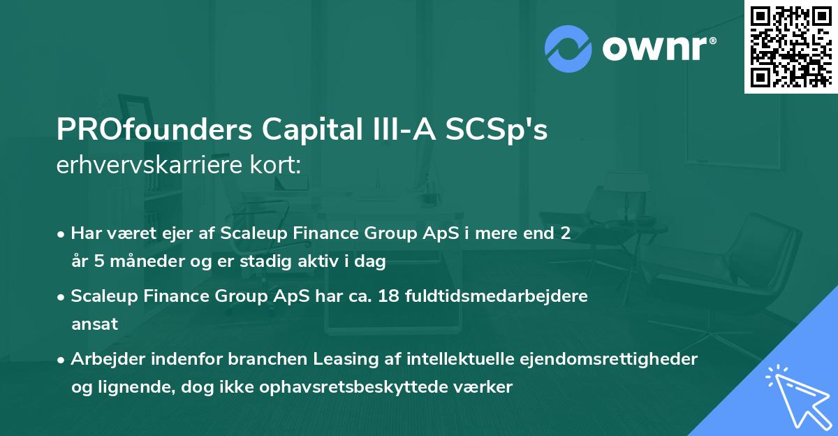 PROfounders Capital III-A SCSp's erhvervskarriere kort