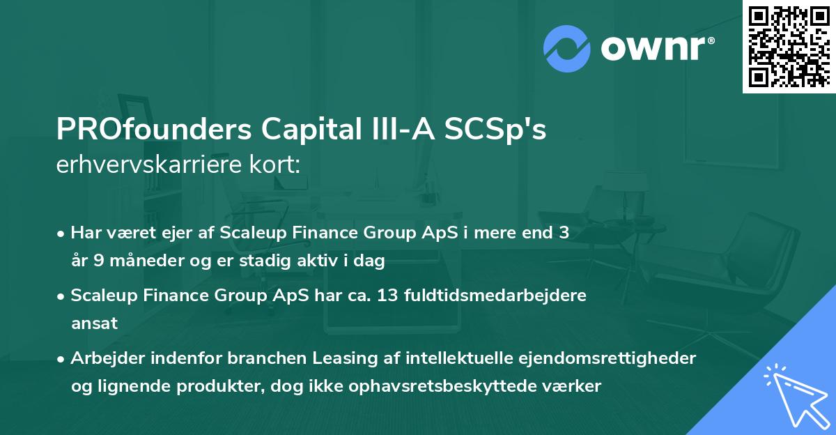 PROfounders Capital III-A SCSp's erhvervskarriere kort