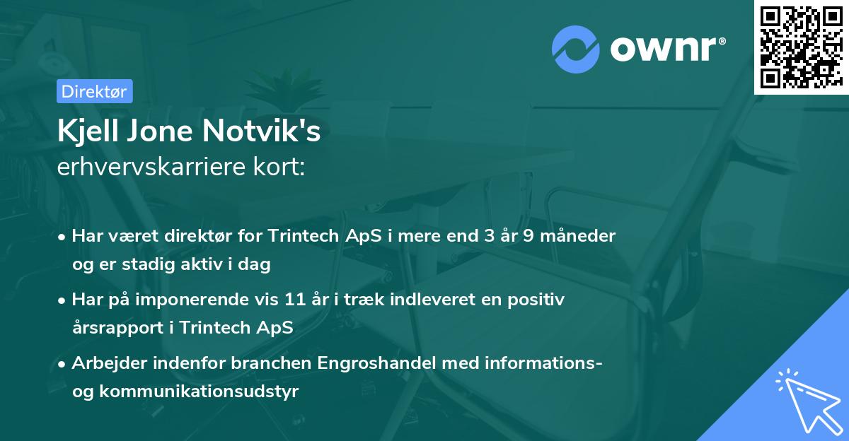Kjell Jone Notvik's erhvervskarriere kort