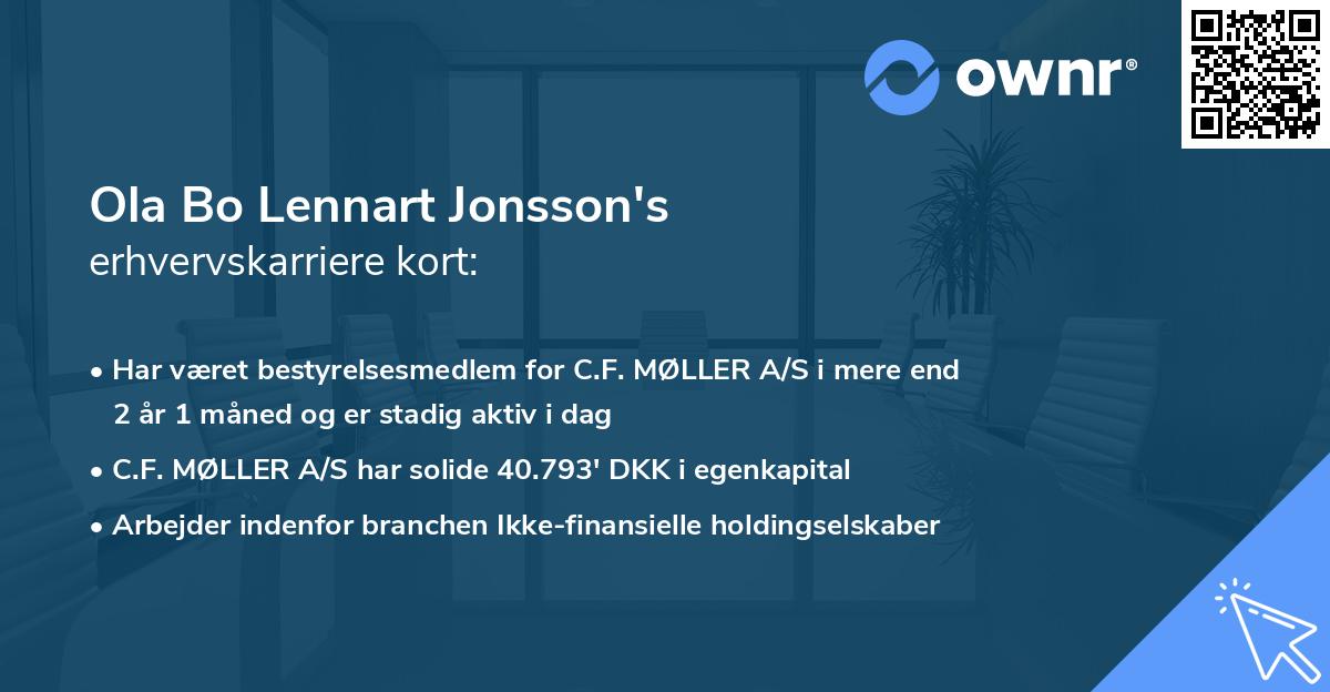 Ola Bo Lennart Jonsson's erhvervskarriere kort