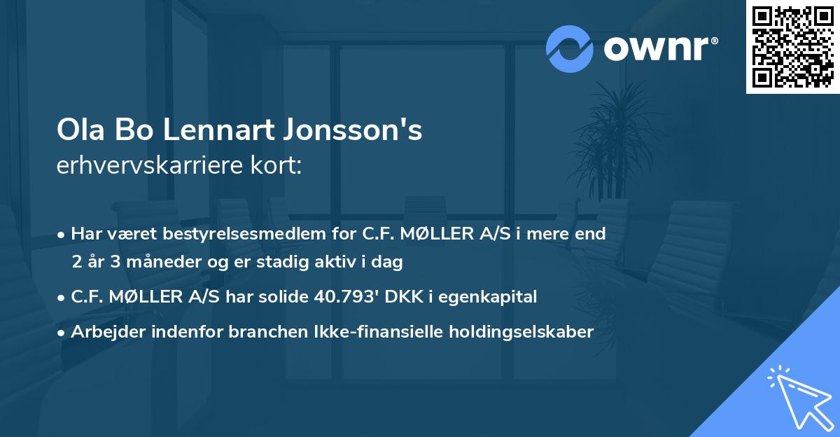 Ola Bo Lennart Jonsson's erhvervskarriere kort