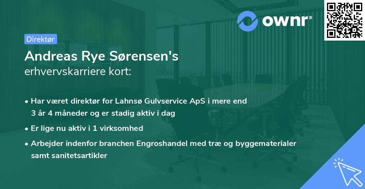 Andreas Rye Sørensen's erhvervskarriere kort