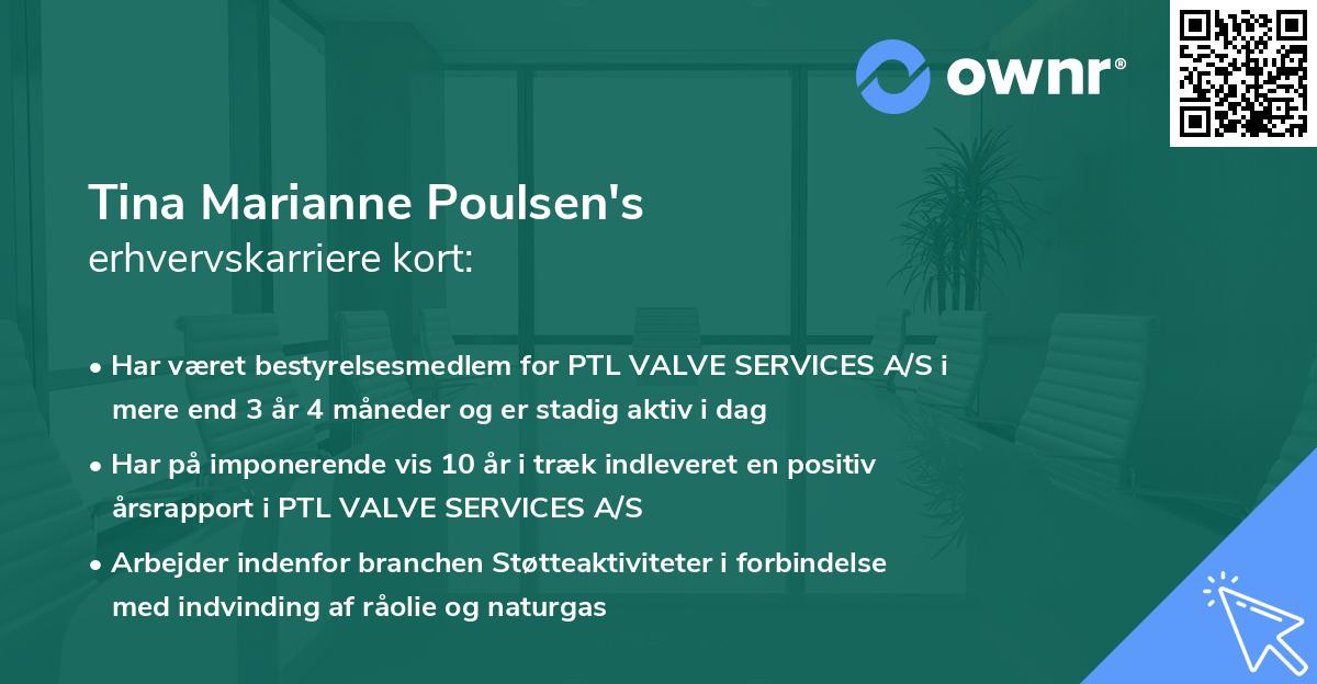 Tina Marianne Poulsen's erhvervskarriere kort