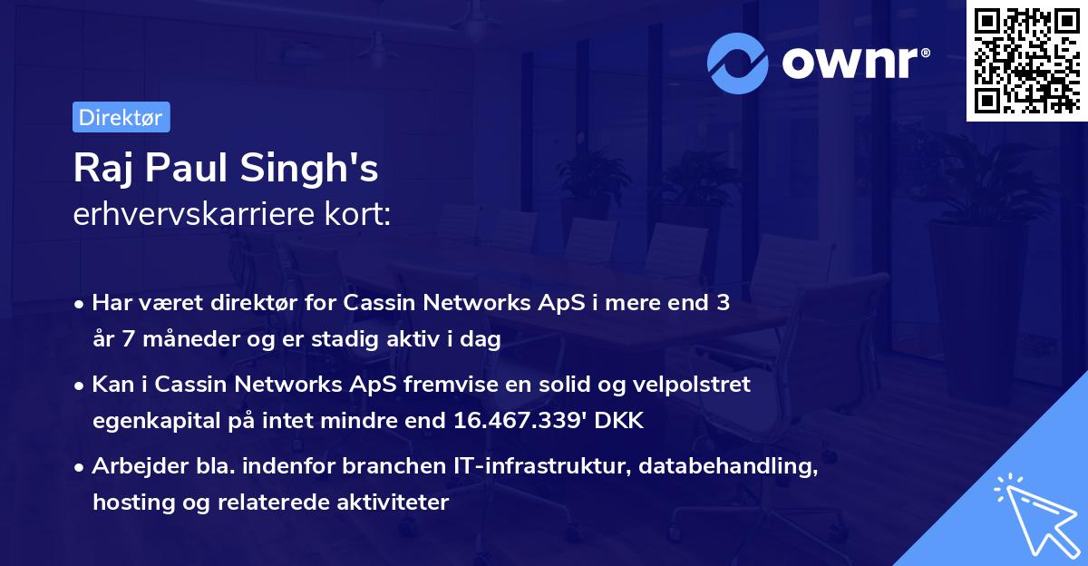 Raj Paul Singh's erhvervskarriere kort