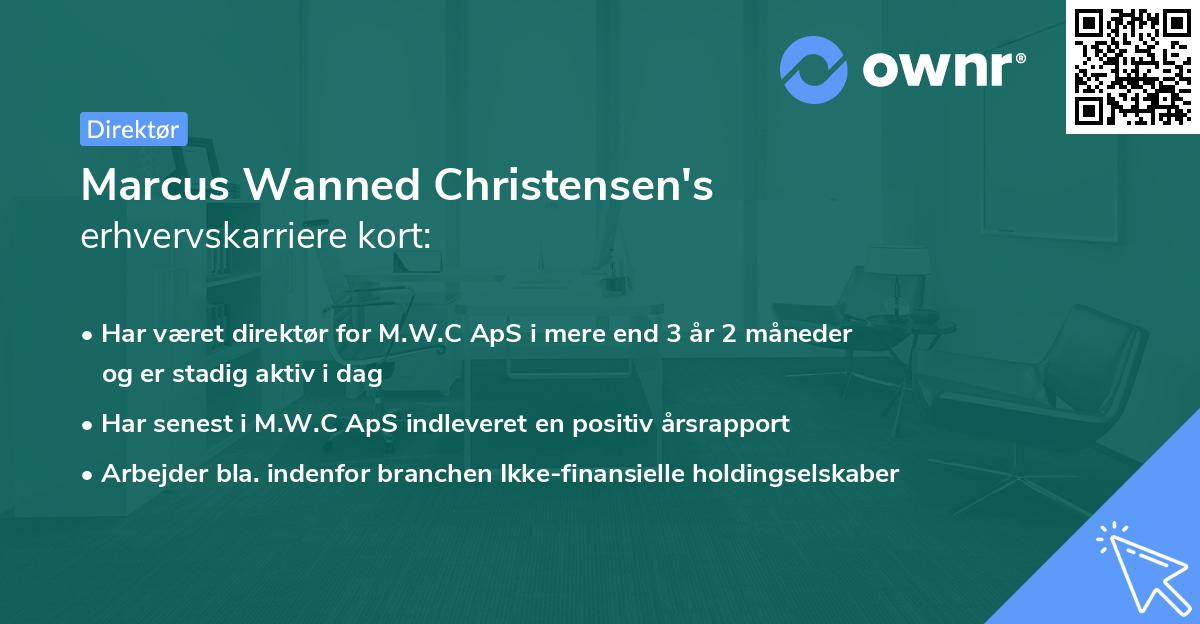 Marcus Wanned Christensen's erhvervskarriere kort