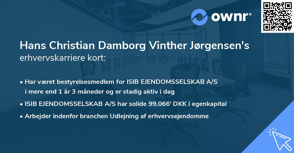 Hans Christian Damborg Vinther Jørgensen's erhvervskarriere kort