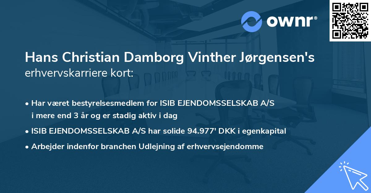 Hans Christian Damborg Vinther Jørgensen's erhvervskarriere kort