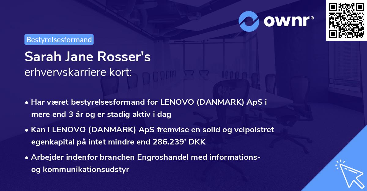 Sarah Jane Rosser's erhvervskarriere kort