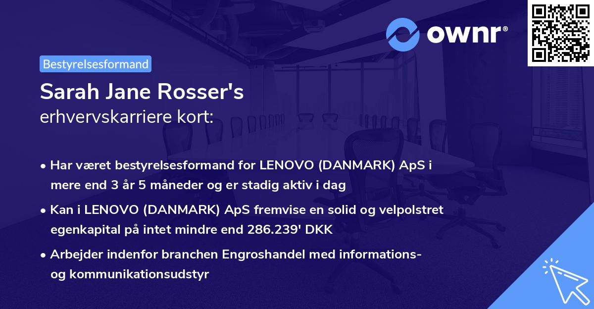 Sarah Jane Rosser's erhvervskarriere kort