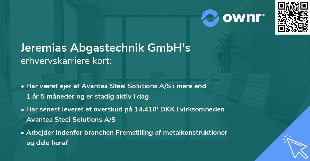 Jeremias Abgastechnik GmbH's erhvervskarriere kort