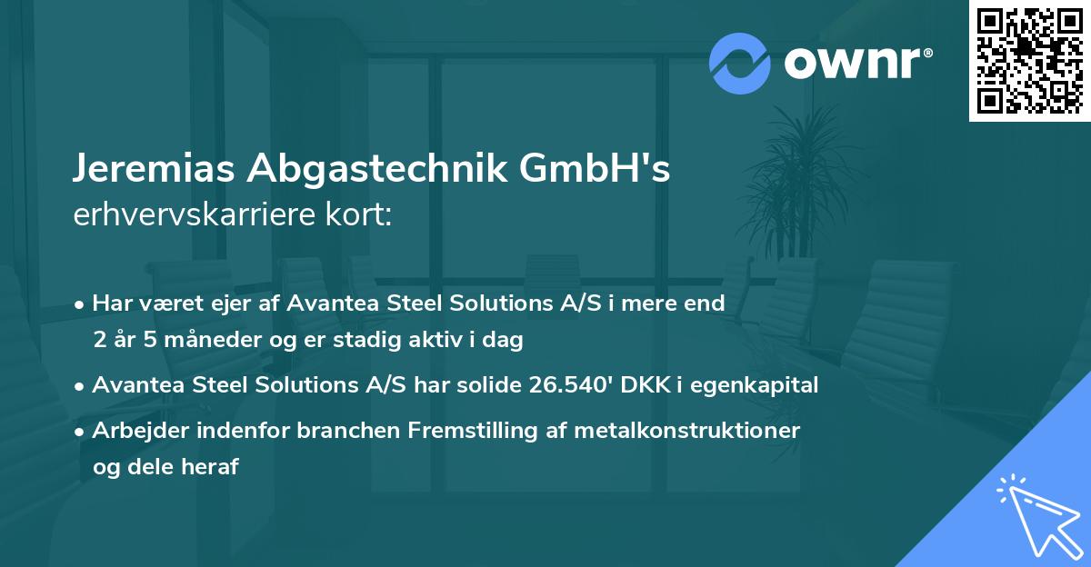 Jeremias Abgastechnik GmbH's erhvervskarriere kort
