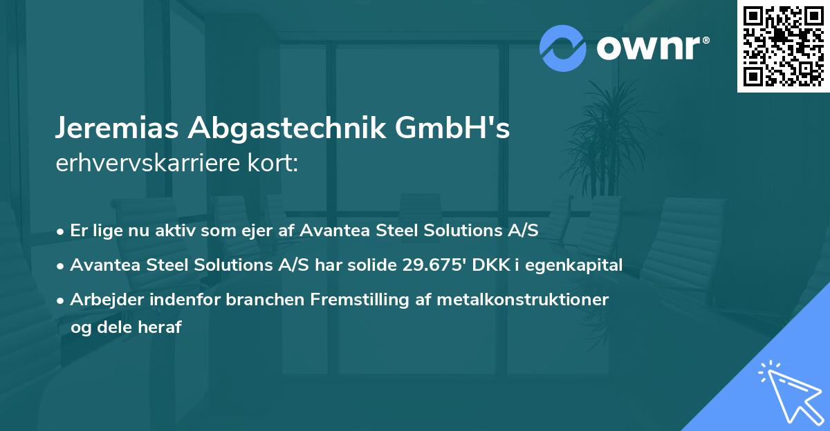Jeremias Abgastechnik GmbH's erhvervskarriere kort