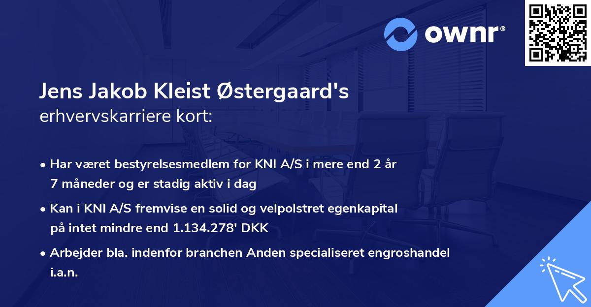 Jens Jakob Kleist Østergaard's erhvervskarriere kort